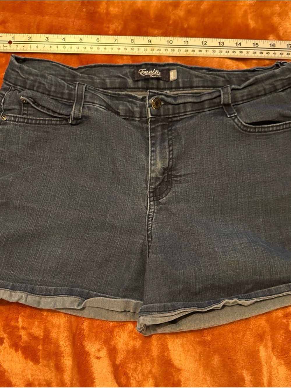 Washed Blue Denim Shorts - Women